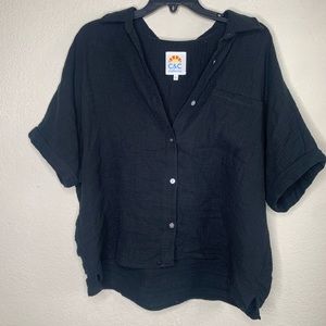 Black short sleeve C & C California button shirt